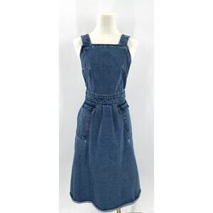 Rachel Antonoff Denim Apron Dress Midi Jean Dress Overalls XS O